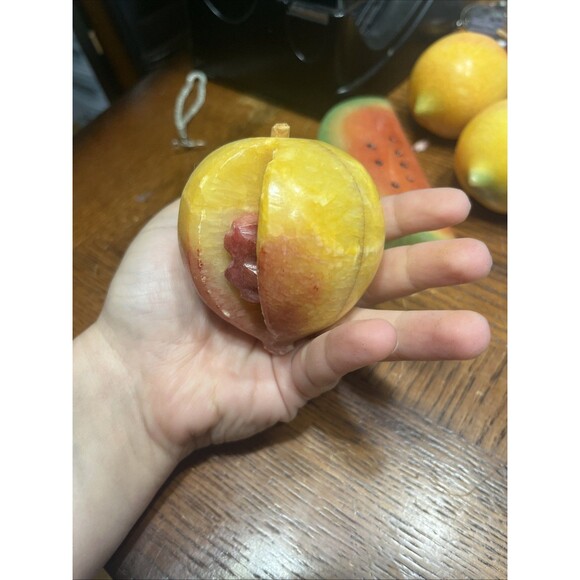 Lot Carved Onyx Marble Stone Fruit Hand Carved Mexico - 17 Pieces - Picture 7 of 16